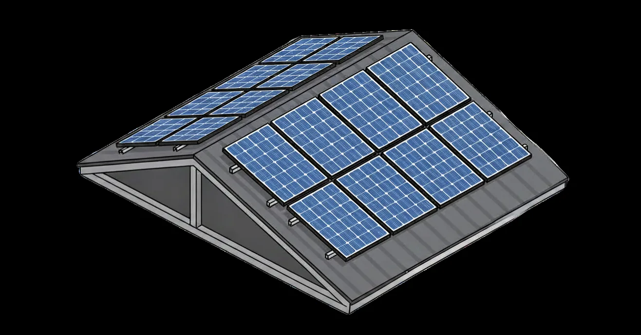 Sistema solar fotovoltaico instalado no telhado